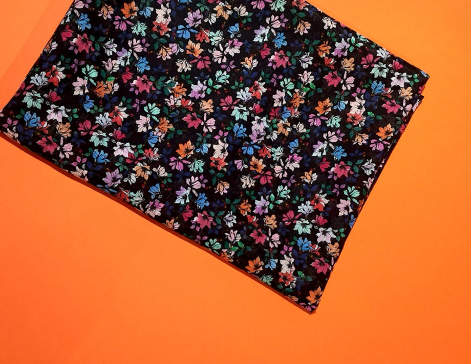 Lisbeth 22 Tissu Soie Coton Tissu ImprimÉ Motif Fleurs Tissu ColorÉ Pic1