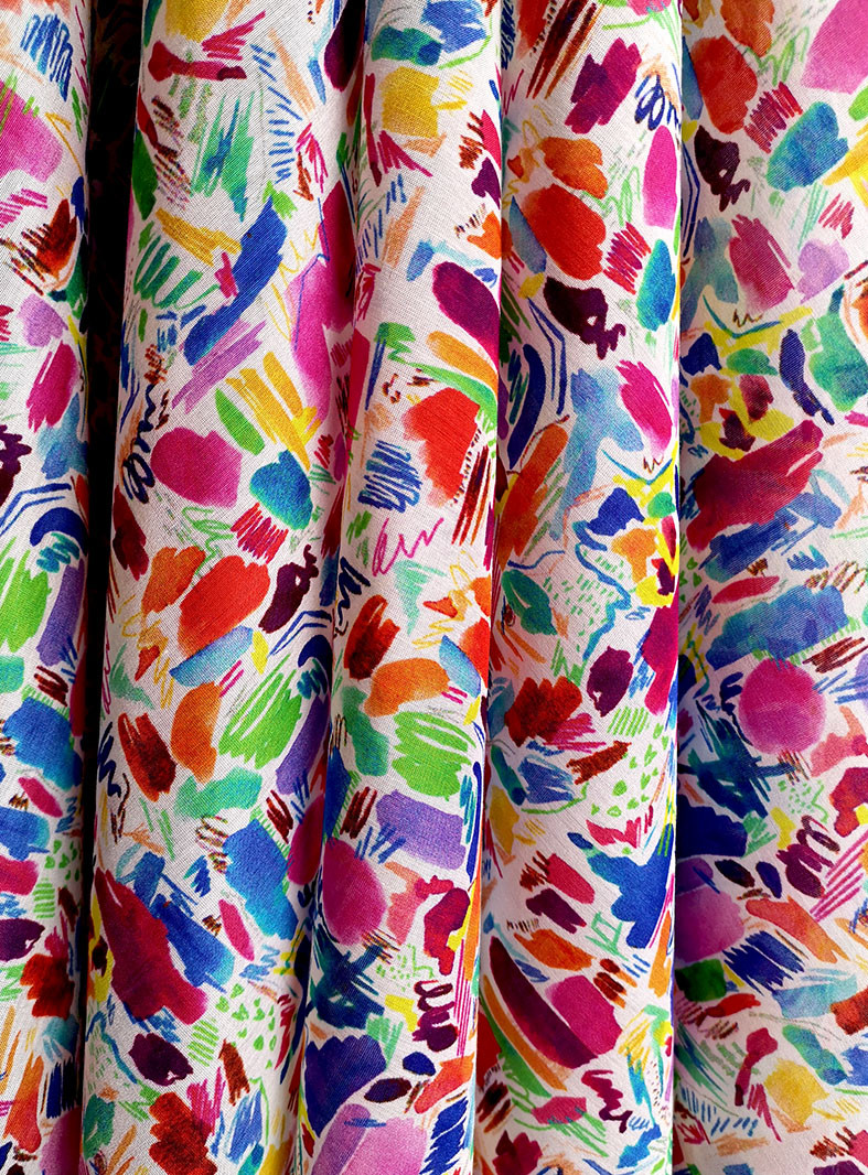 Louane 22 Tissu Soie Coton ImprimÉ Graphique Tissu ColorÉ Pic3