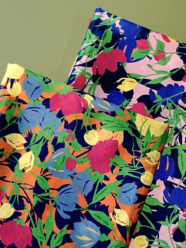 Madena Tissu Soie Coton ImprimÉ Motif Fleurs Pic