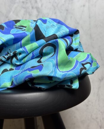 Tissu Coton Soie Imprimé Thea Turquoise Tissus Au Mètre Nuances Fabrics 1