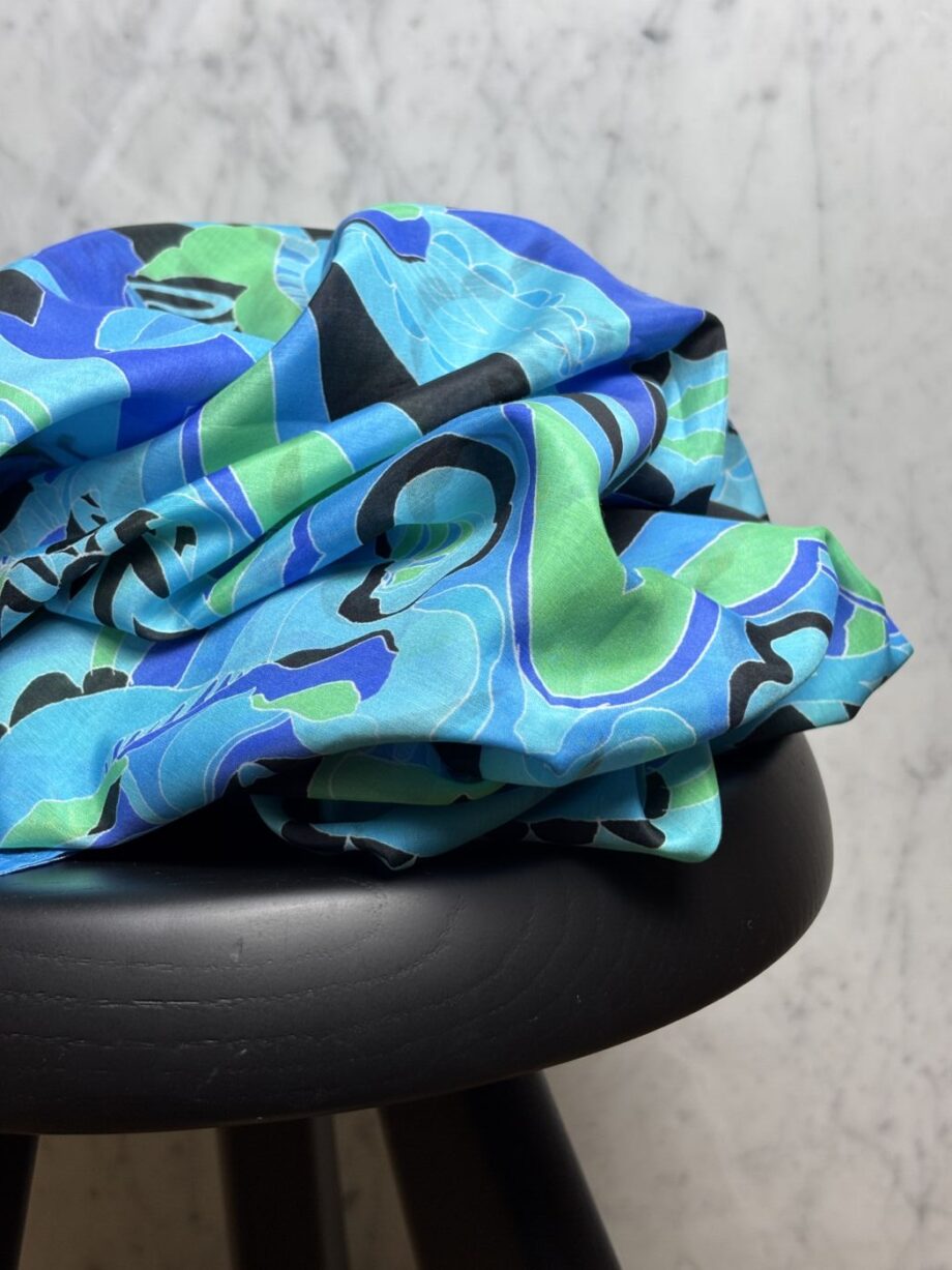 Tissu Coton Soie Imprimé Thea Turquoise Tissus Au Mètre Nuances Fabrics 1