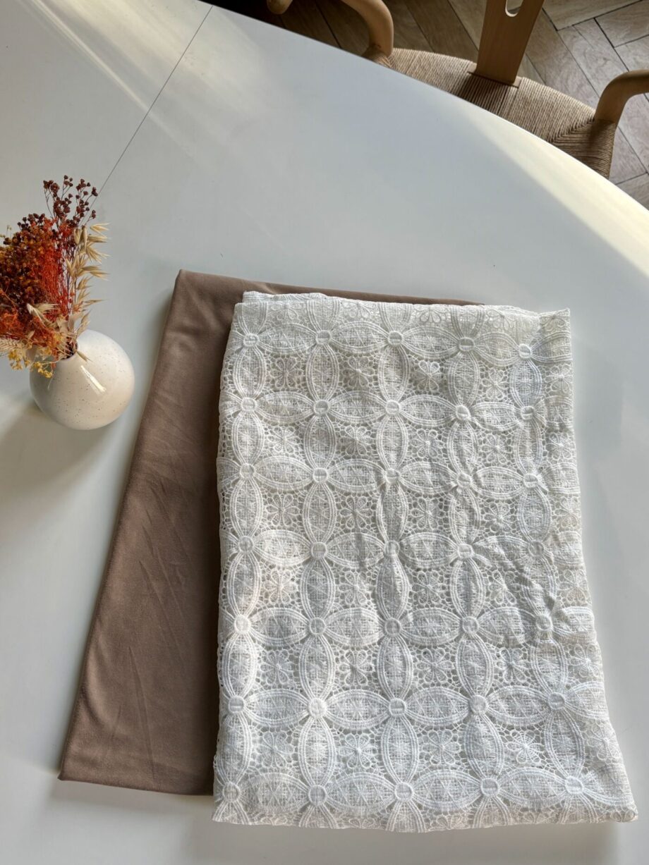 Box alicia guipure écru aspect daim nuances fabrics tissu au mètre