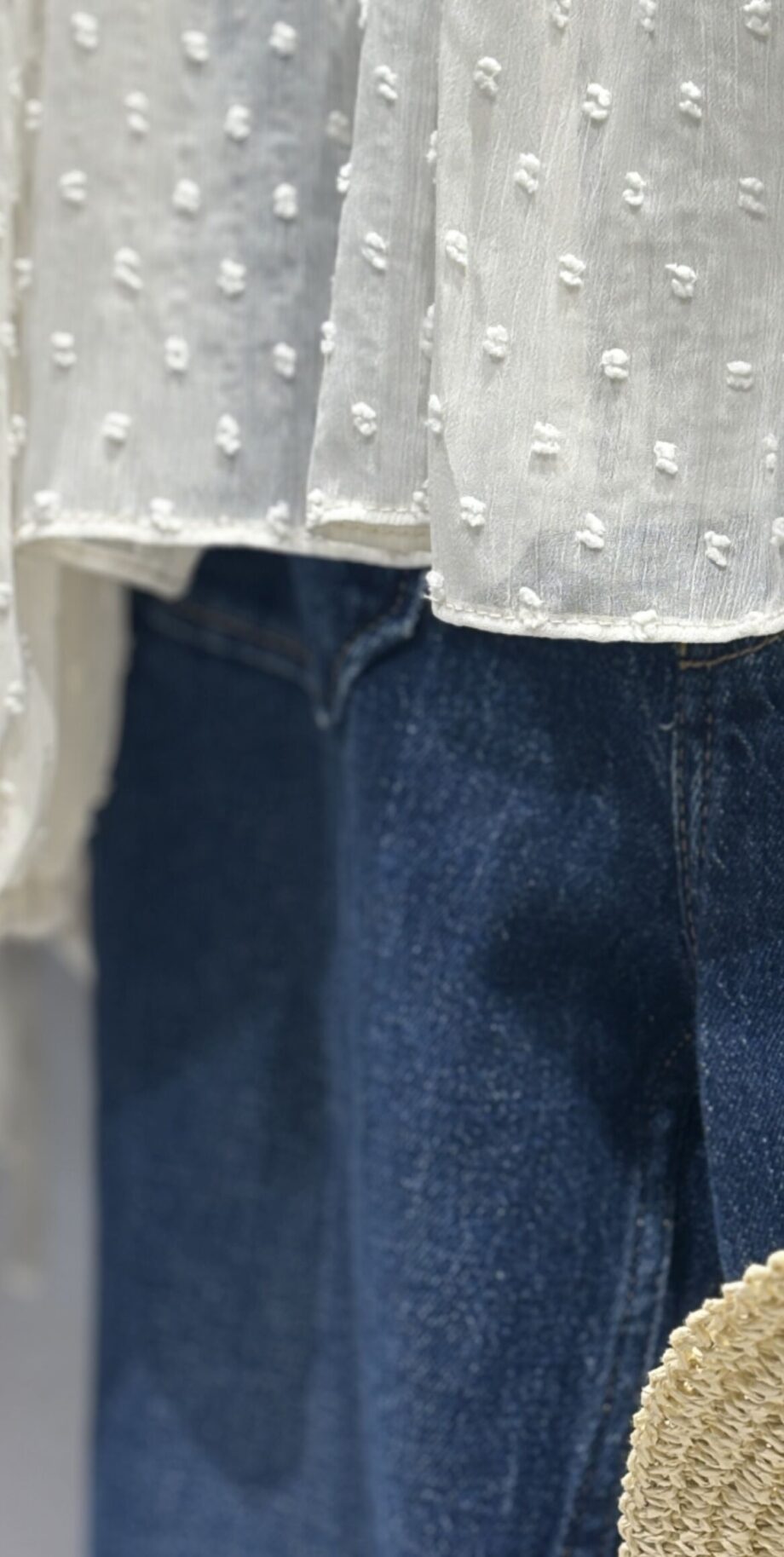Boc coton white blue denim coton spandex jacquard coton pois blanc tissu au mètre nuances fabrics