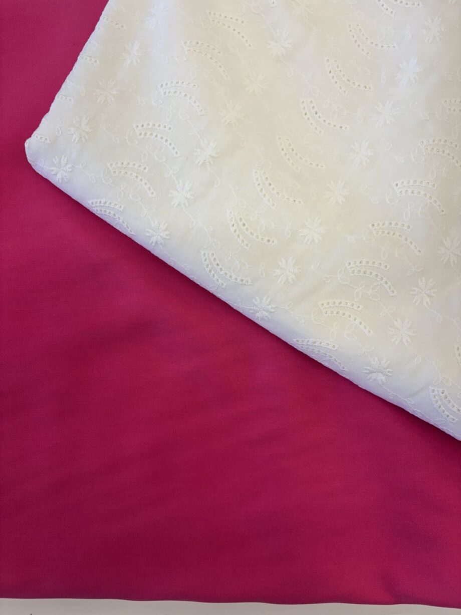 box fushia and white tencel coton fushia tissu au mètre nuances fabrics