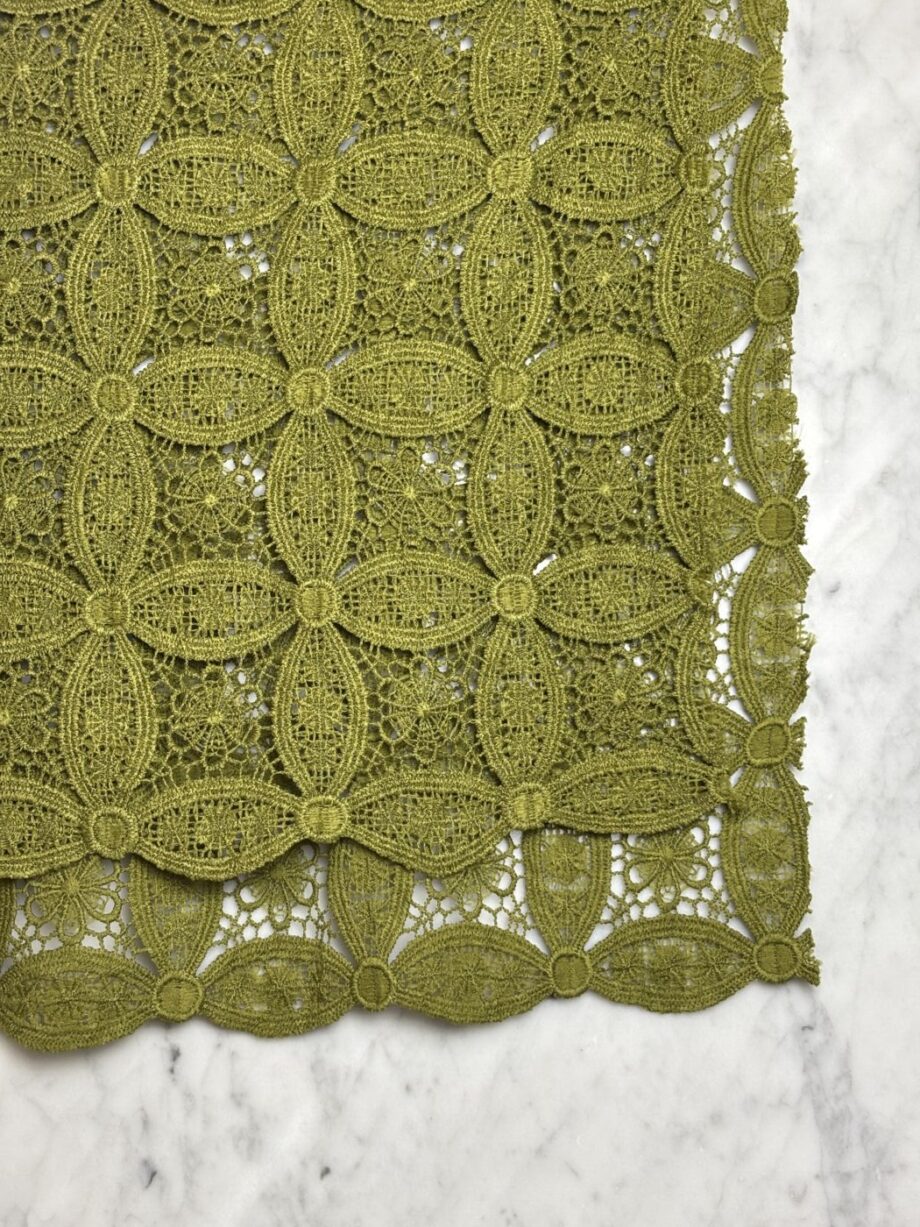 tissu dentelle guipure festonné kaki linda tissus au mètre nuances fabrics