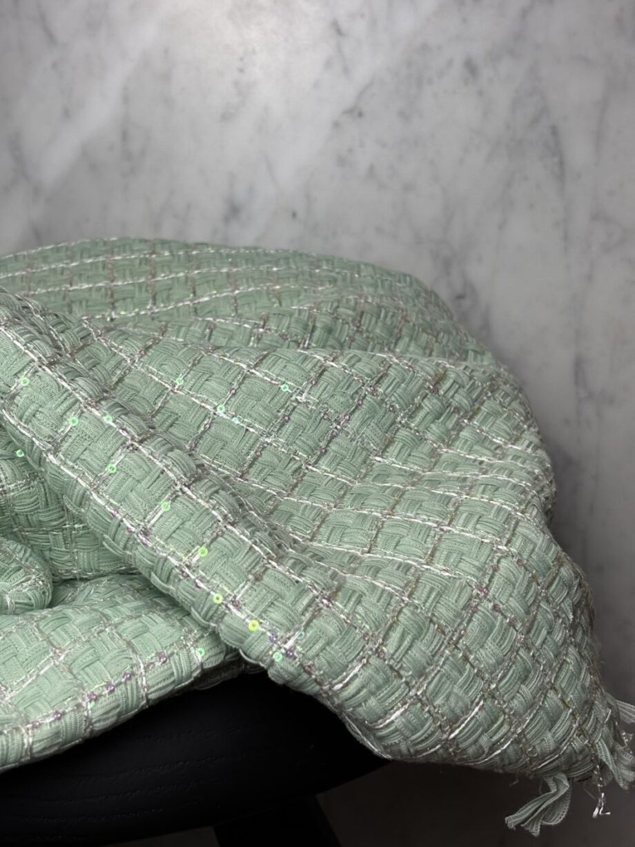 tissu tweed vert dahlia tissus au mètre nuances fabrics