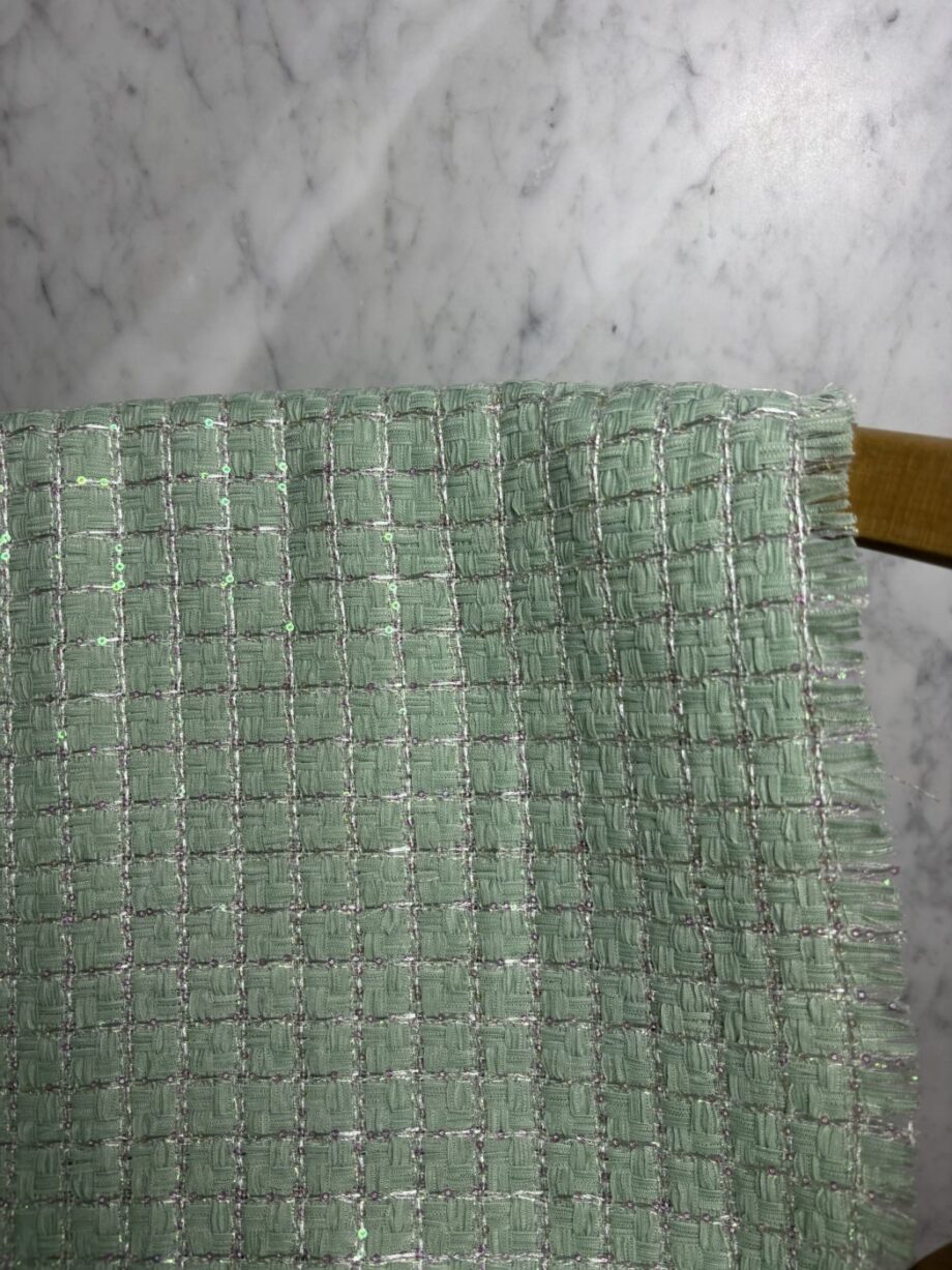 tissu tweed vert dahlia tissus au mètre nuances fabrics