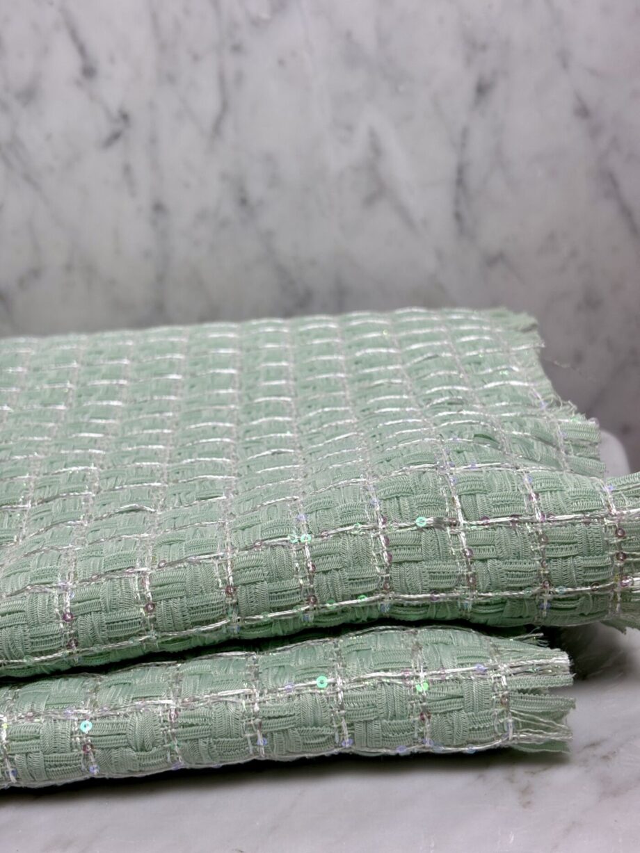 tissu tweed vert dahlia tissus au mètre nuances fabrics