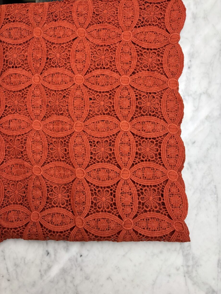 tissu dentelle guipure festonné rouille tissus au mètre nuances fabrics