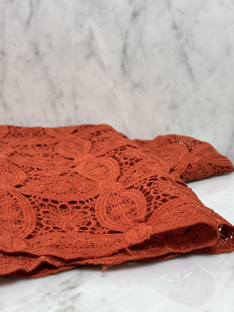tissu dentelle guipure festonné rouille tissus au mètre nuances fabrics