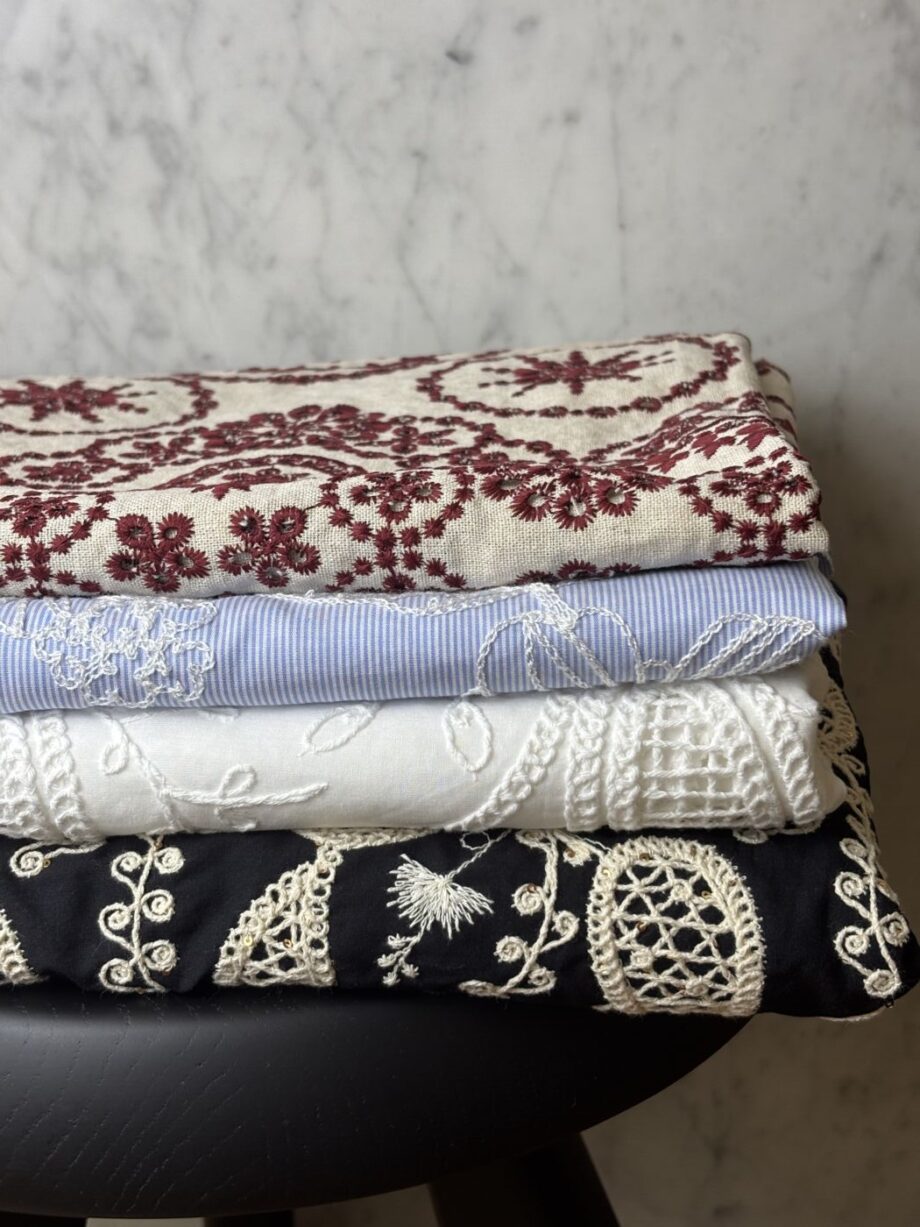 tissu broderie anglaise coton et guipure noir jess tissus au mètre nuances fabrics