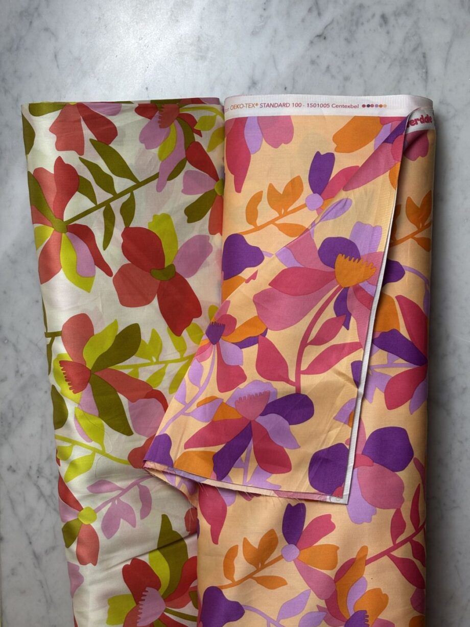 tissu imprimé satin de coton ava design nerida hensen tissus au mètre nuances fabrics