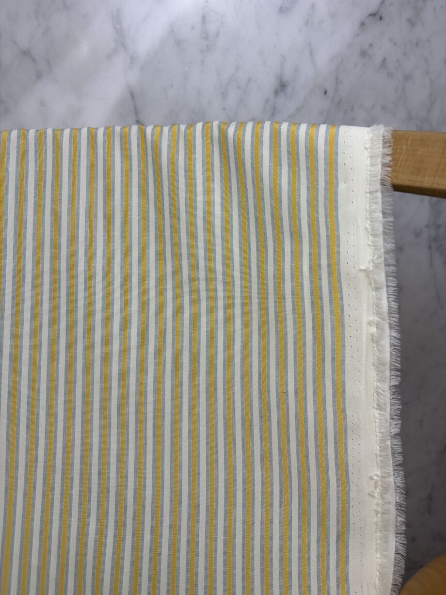 tissu coton rayures jaune écru gris tissus au mètre nuances fabrics