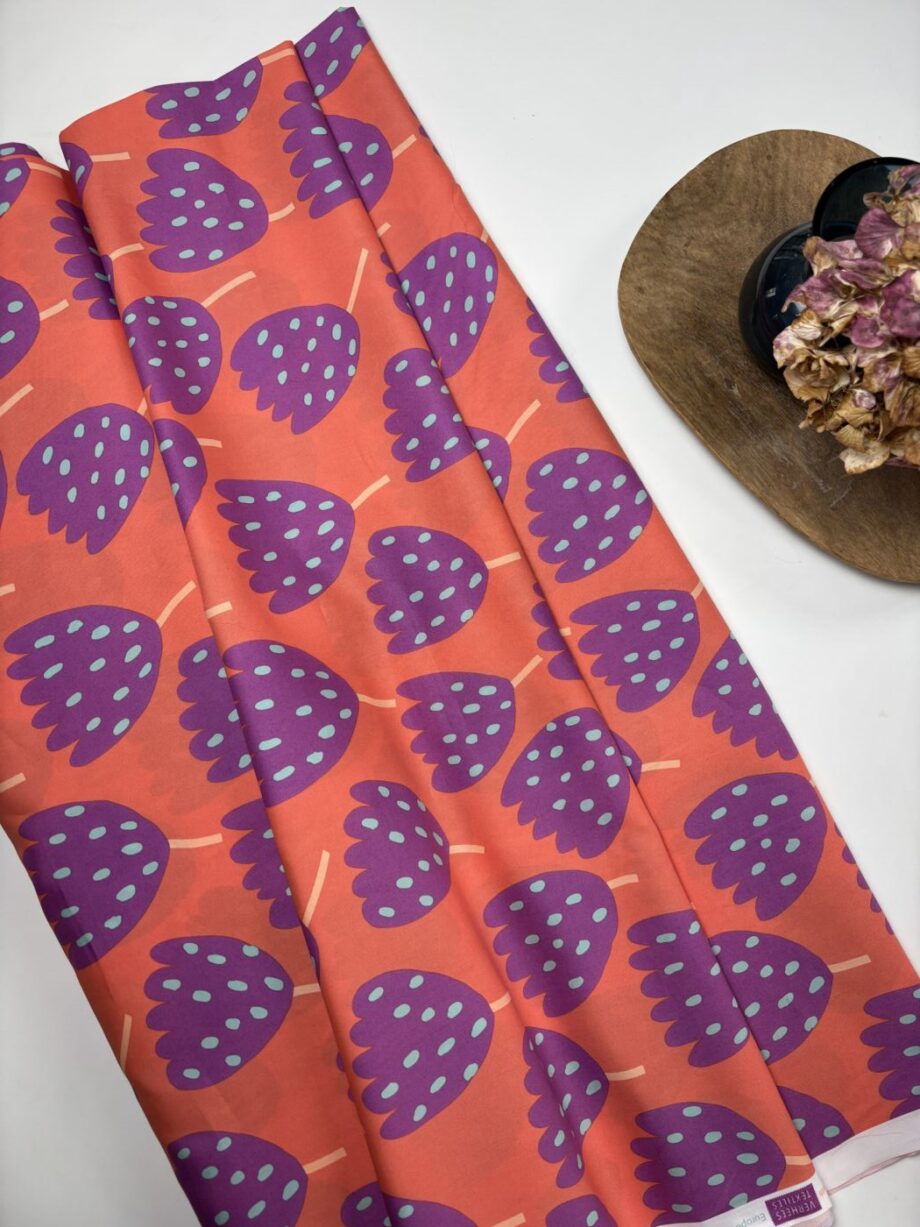 tissu imprimé popeline de coton corail luna design nerida hansen tissus au mètre nuances fabrics
