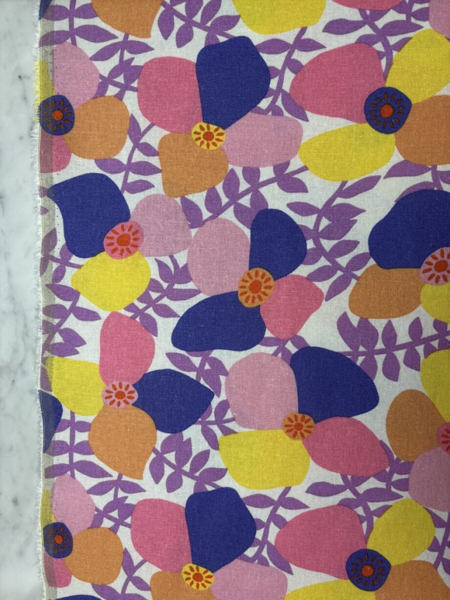 tissu imprimé viscose et lin lavande design nerida hansen tissus au mètre nuances fabrics
