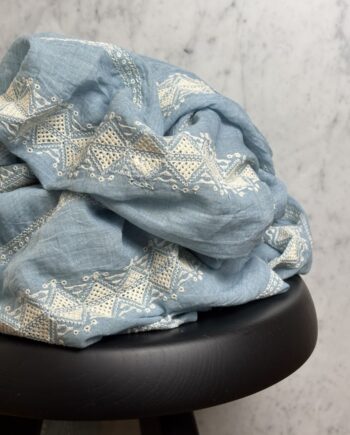 tissu broderie anglaise coton chambray bleu tissus au mètre nuances fabrics