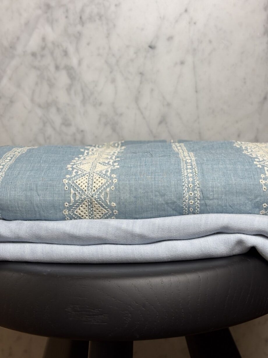 tissu broderie anglaise coton chambray bleu tissus au mètre nuances fabrics