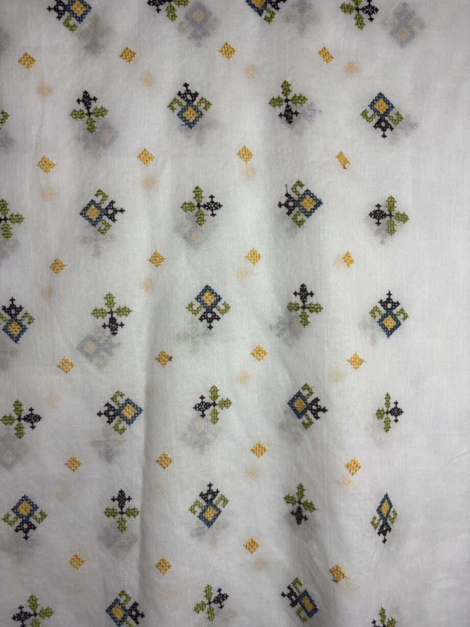 tissu broderie voile de coton motif aztèque ikal tissus au mètre nuances fabrics