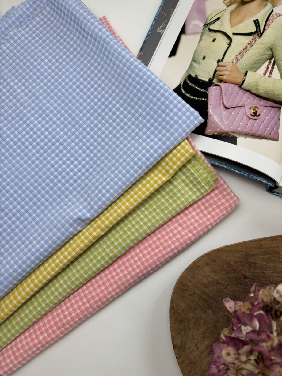 tissu coton gingham petits carreaux vichy vika tissus au mètre nuances fabrics