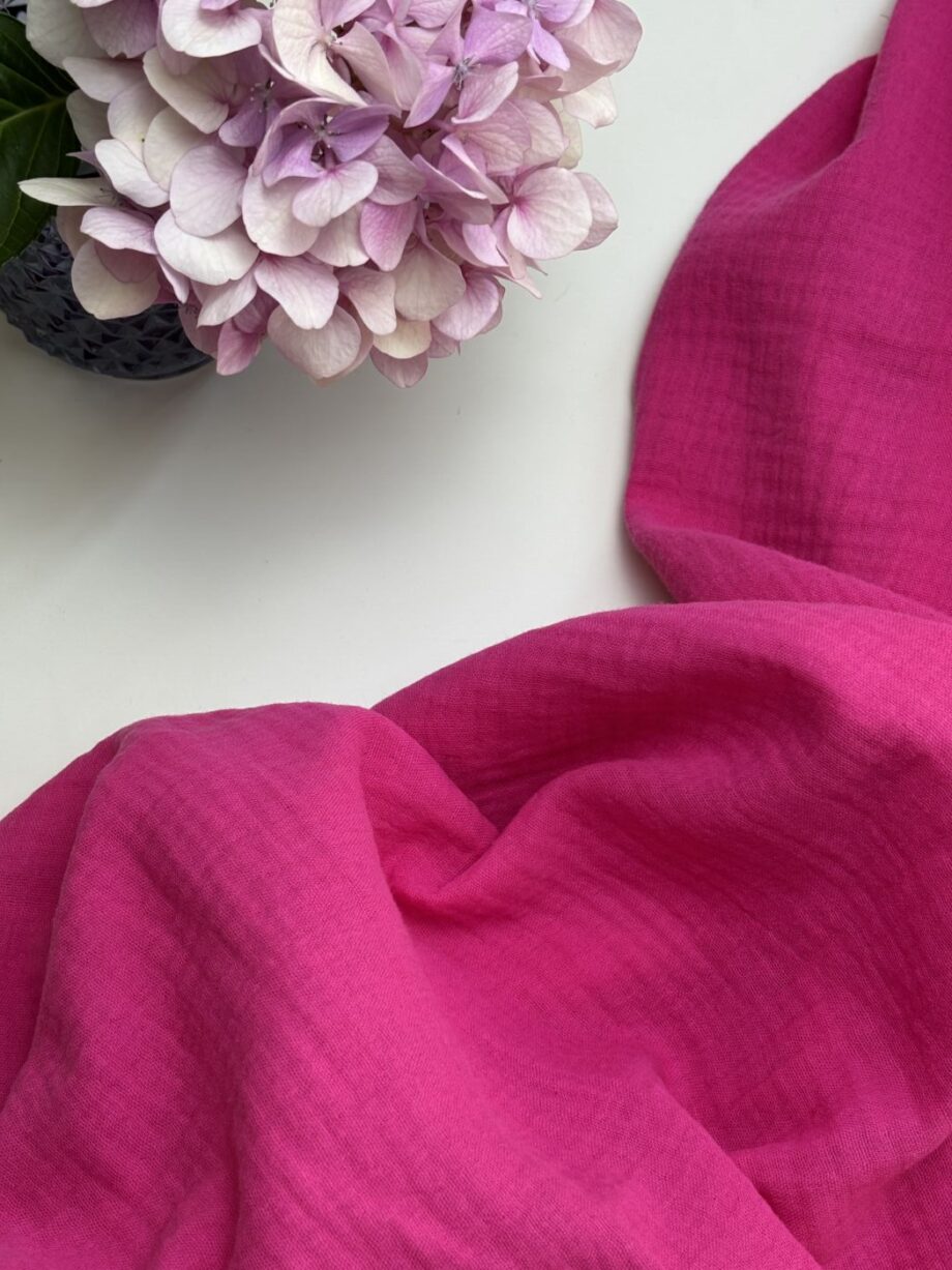 Box Gallia Coupon 3 Mètres Double Gaze De Coton Fuchsia Tissus Au Mètre Nuances Fabrics 3