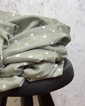 Tissu Coton Soie À Pois Écru Sur Fond Vert Amande Malïa Tissus Au Mètre Nuances Fabrics 1