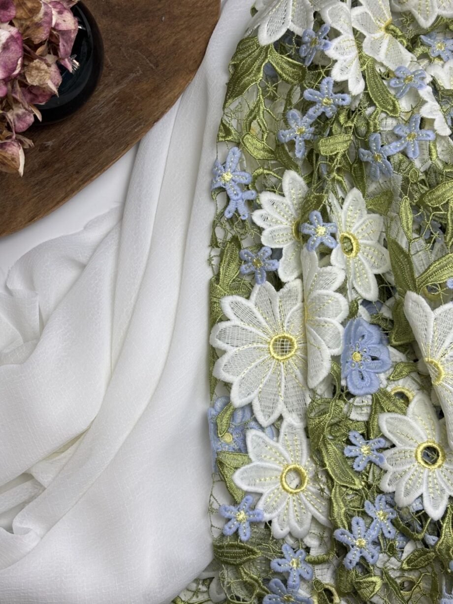 Issu Dentelle Guipure Verte Alessandra Tissus Au Mètre Nuances Fabrics 5