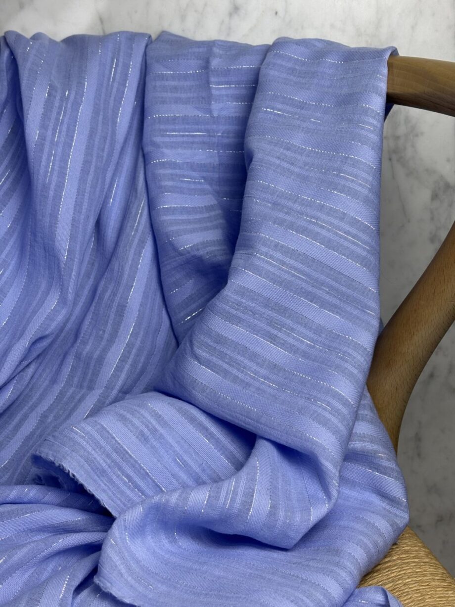 Tissu Azura Coton Rayé Lurex Bleu Tissus Au Mètres Nuances Fabrics 2