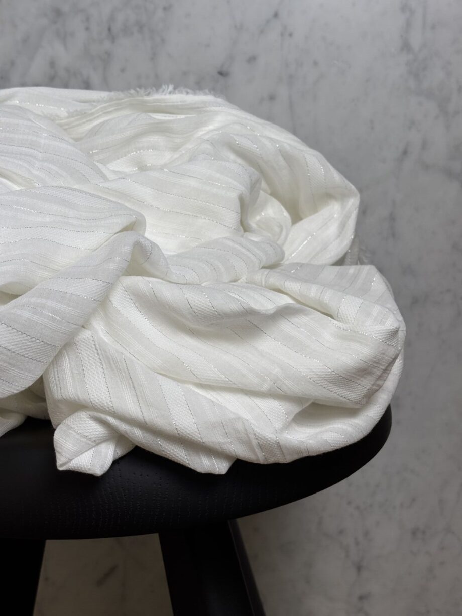 Tissu Azura Coton Rayé Lurex Écru Tissus Au Mètre Nuances Fabrics 1