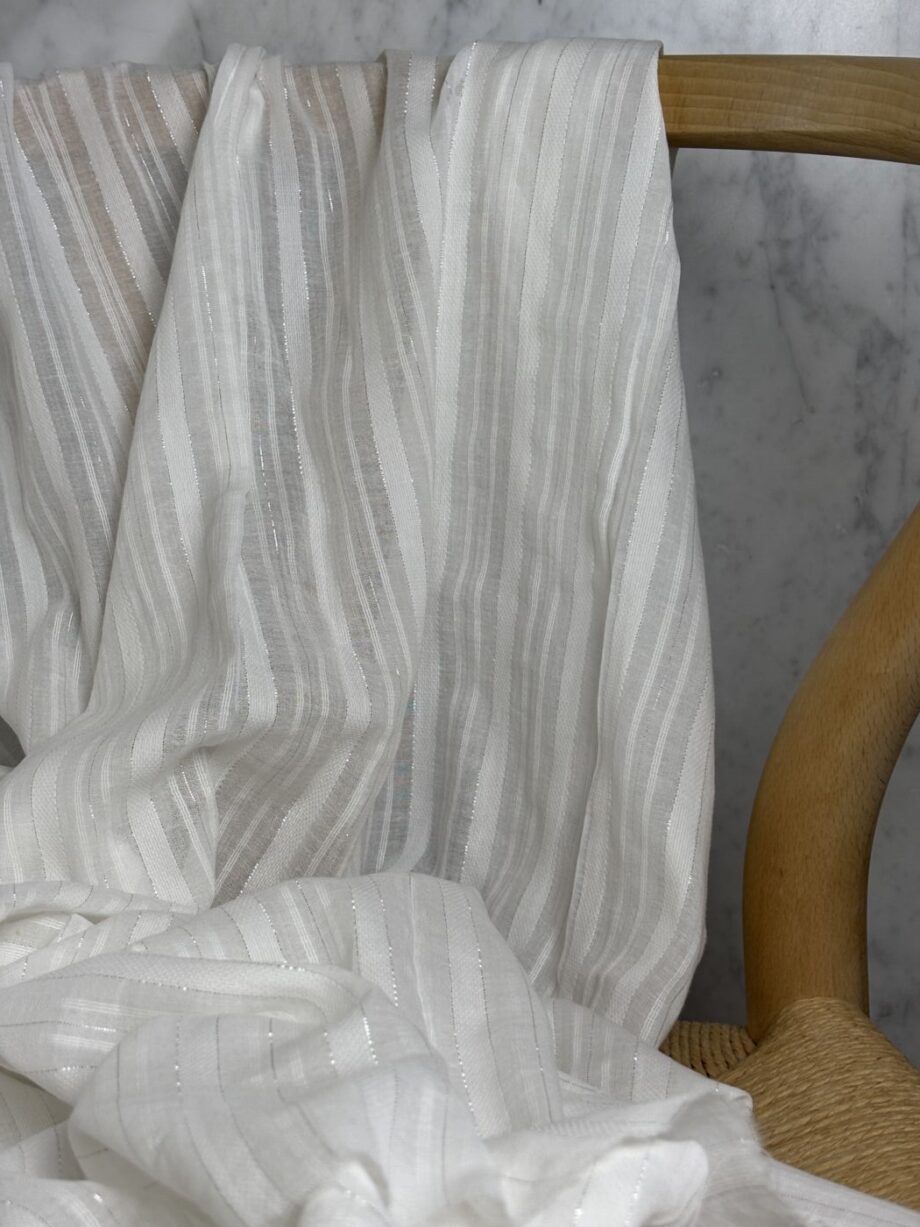 Tissu Azura Coton Rayé Lurex Écru Tissus Au Mètre Nuances Fabrics 2