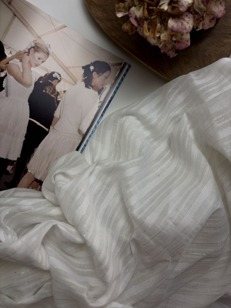 Tissu Azura Coton Rayé Lurex Écru Tissus Au Mètre Nuances Fabrics 3