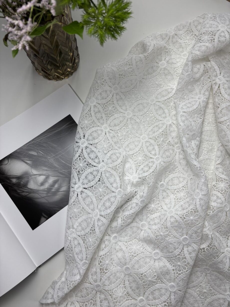 Tissu Dentelle Guipure Festonnée Écru Linda Tissus Au Mètre Nuances Fabrics 4
