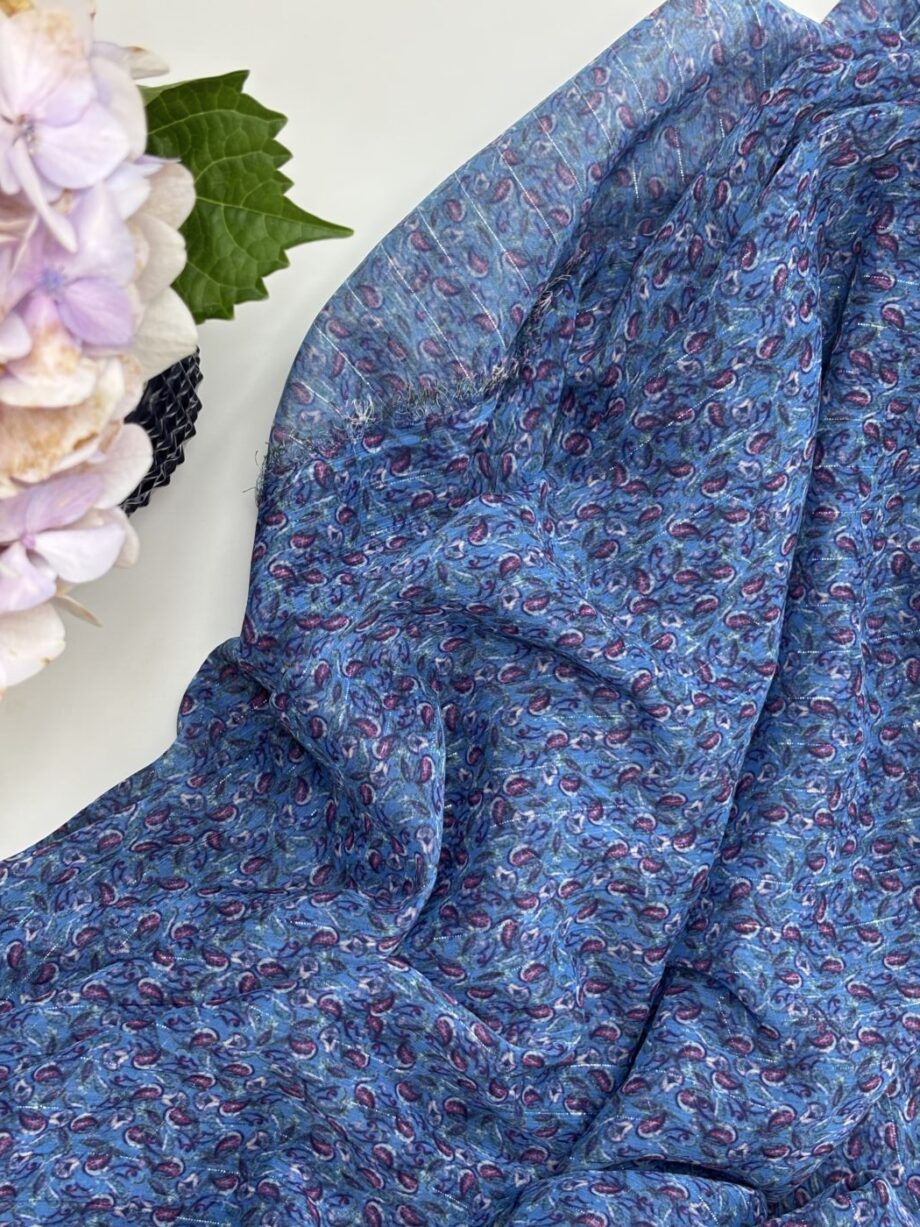 Tissu Karène Imprimé Crêpe De Polyester Lurex Tissus Au Mètres Nuances Fabrics 3