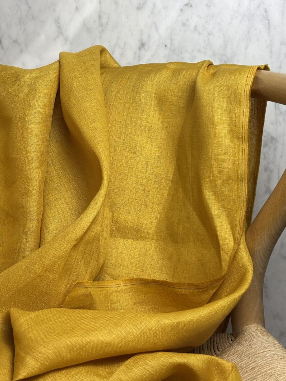 Tissu Linena Lin Uni Moutarde Tissus Au Mètre Nuances Fabrics 3