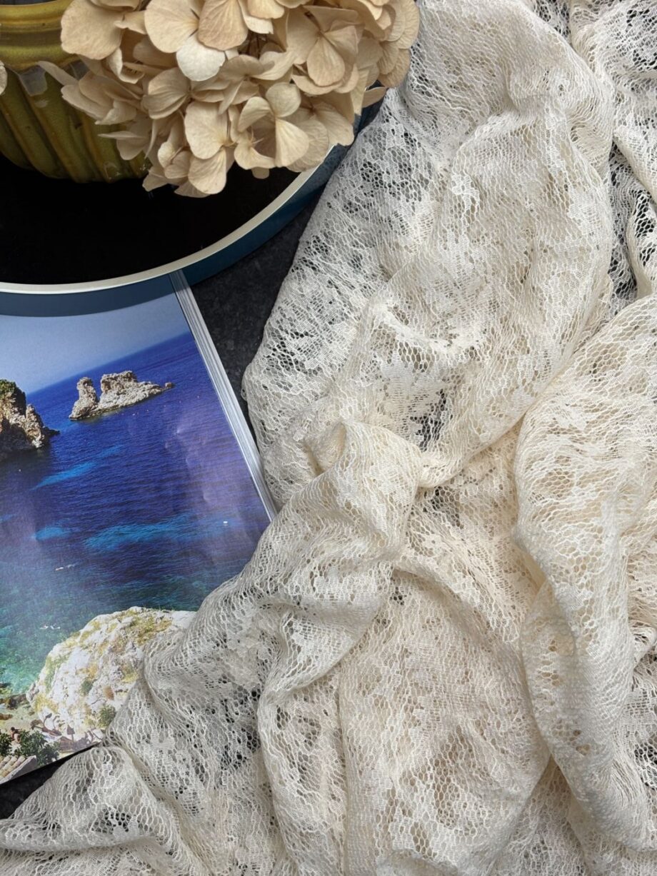 Tissu Tulle Sable Rebrodé Celia Tissus Au Mètres Nuances Fabrics 5