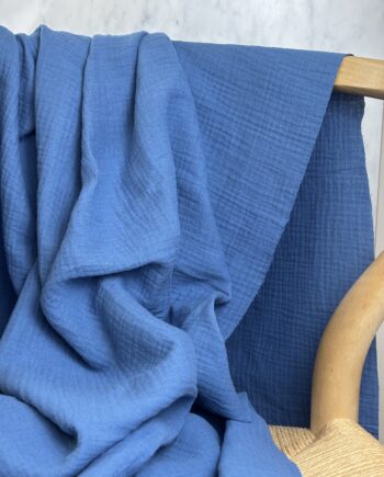 Box Gallia Coupon 3 Mètres Double Gaze De Coton Bleu Cobalt Tissus Au Mètre Nuances Fabrics 2
