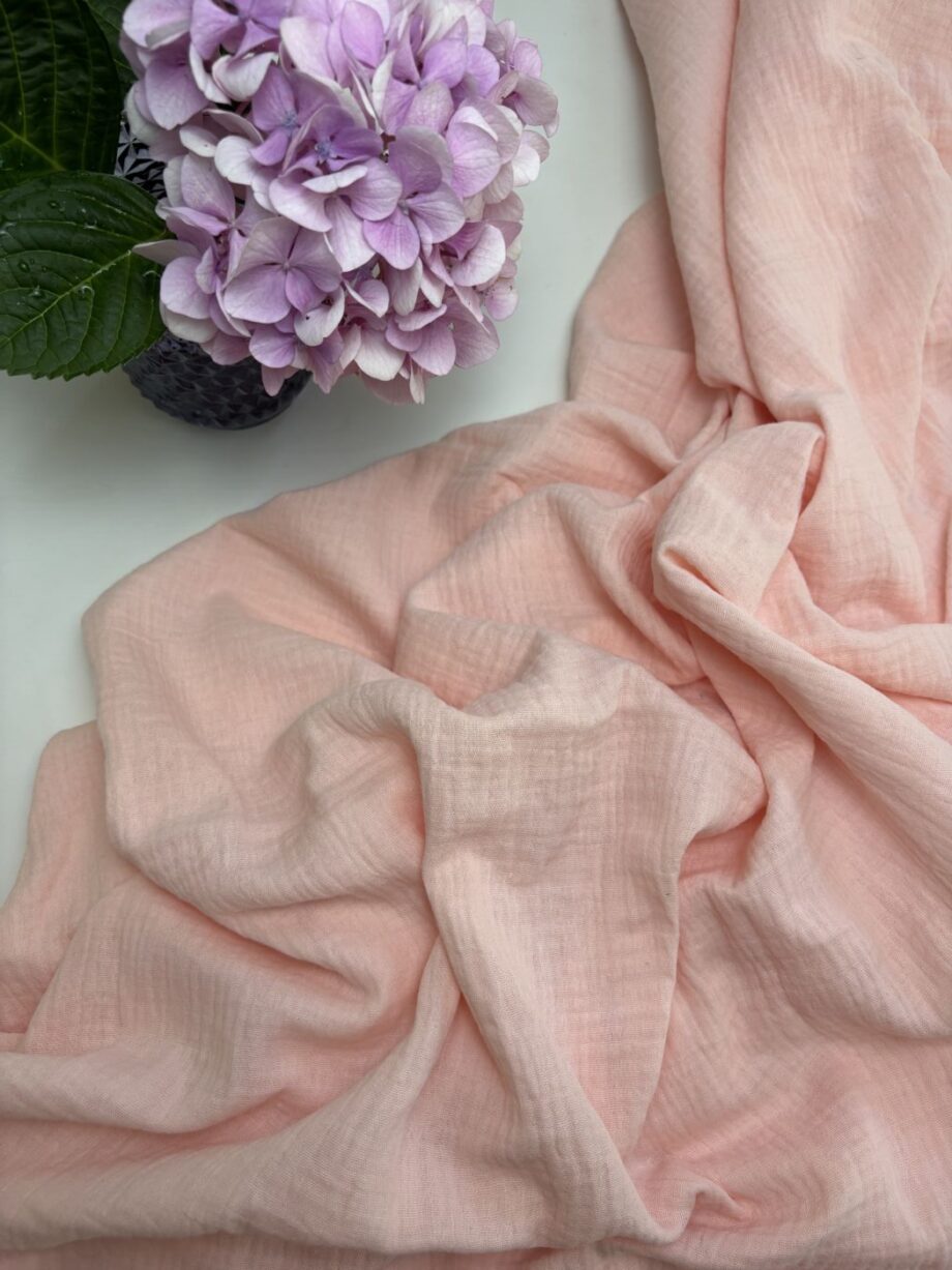 Box Gallia Coupon 3 Mètres Double Gaze De Coton Rose Pale Tissus Au Mètre Nuances Fabrics 3