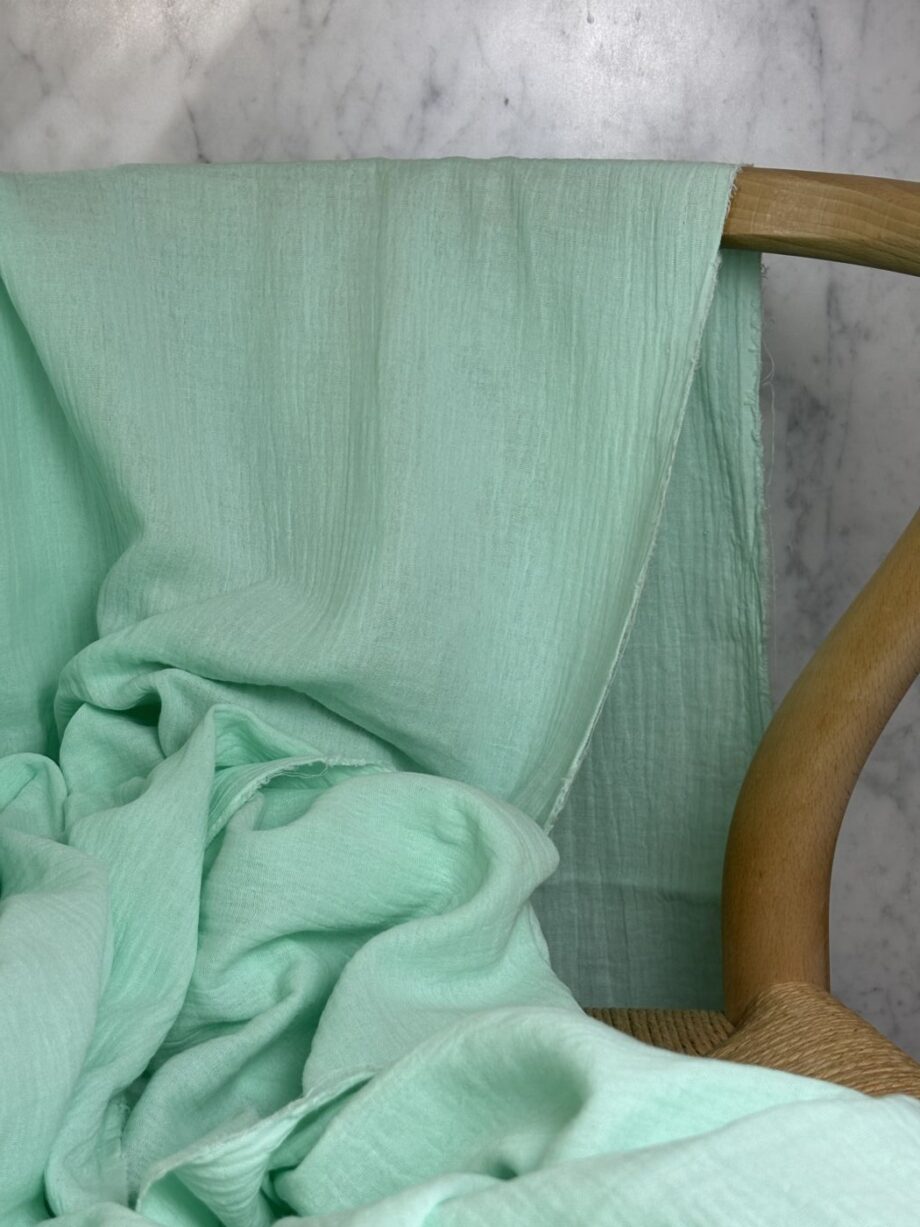 Box Gallia Coupon 3 Mètres Double Gaze De Coton Vert D'eau Tissus Au Mètre Nuances Fabrics 2