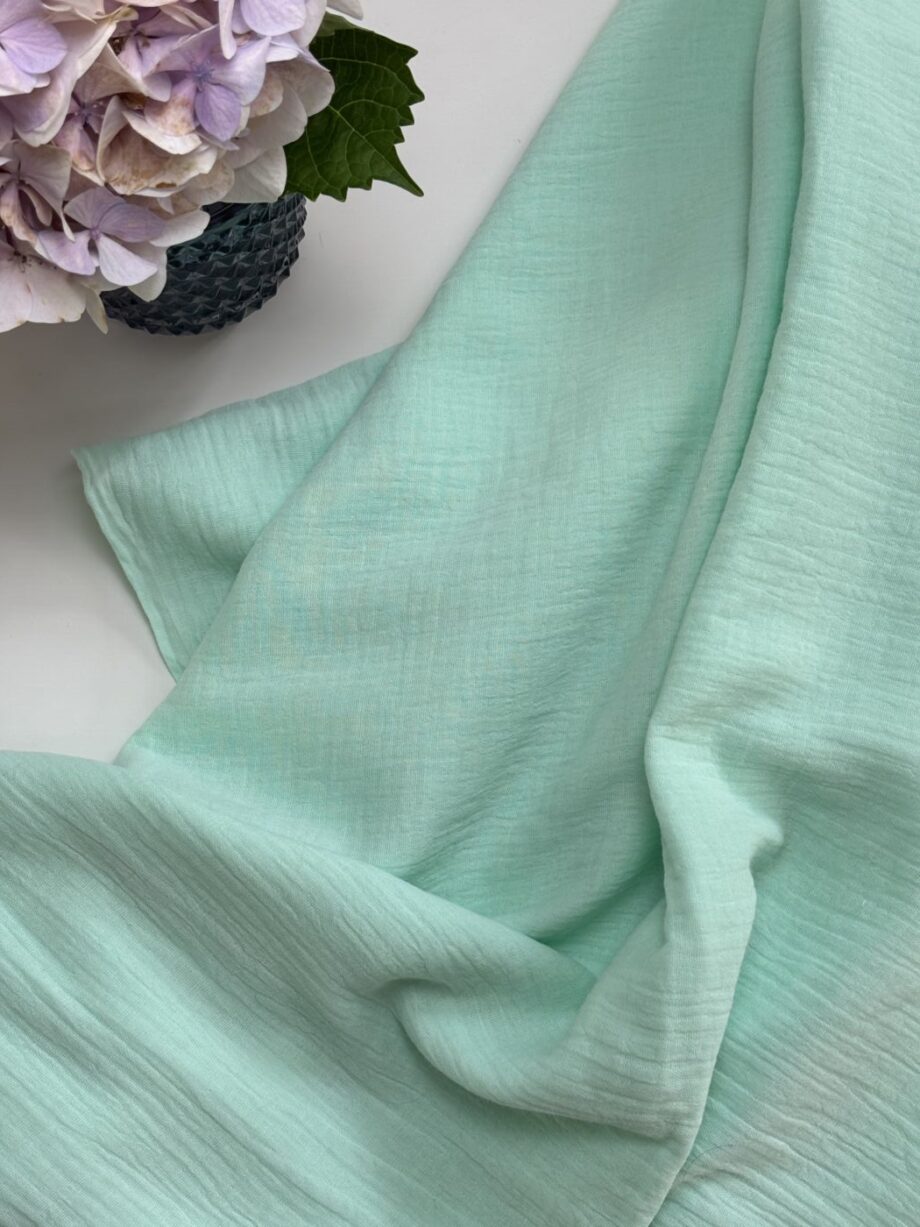 Box Gallia Coupon 3 Mètres Double Gaze De Coton Vert D'eau Tissus Au Mètre Nuances Fabrics 3