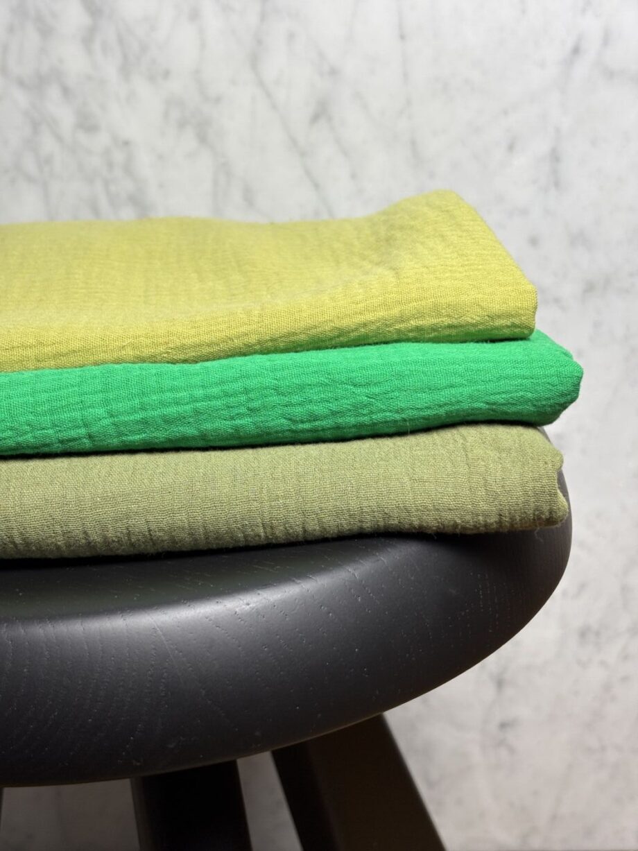 Box Gallia Coupon 3 Mètres Double Gaze De Coton Vert Tilleul Tissus Au Mètre Nuances Fabrics 4