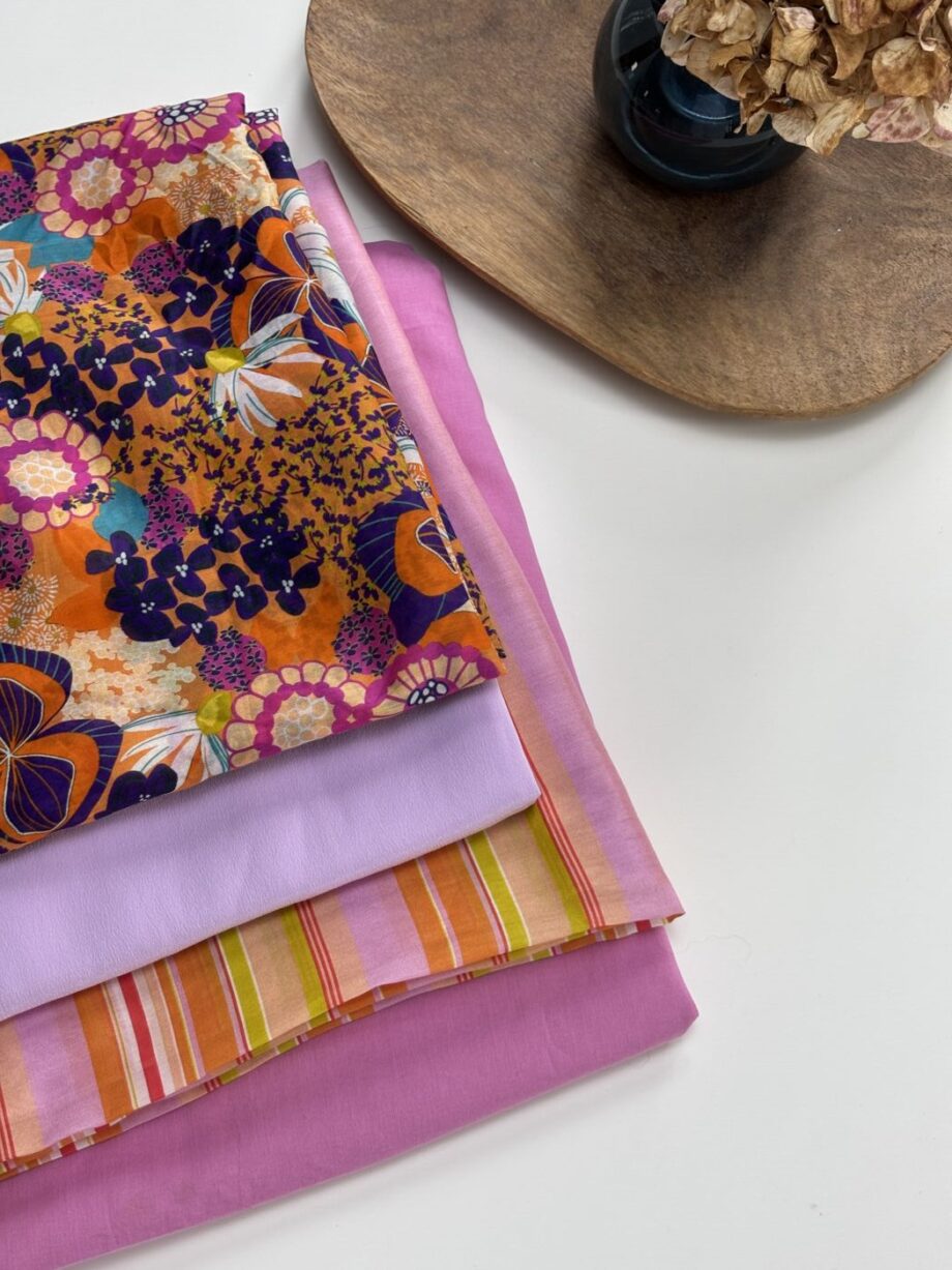 Issu Chiara Coton Soie Imprimé Floral Orange Tissus Au Mètre Nuances Fabrics 6