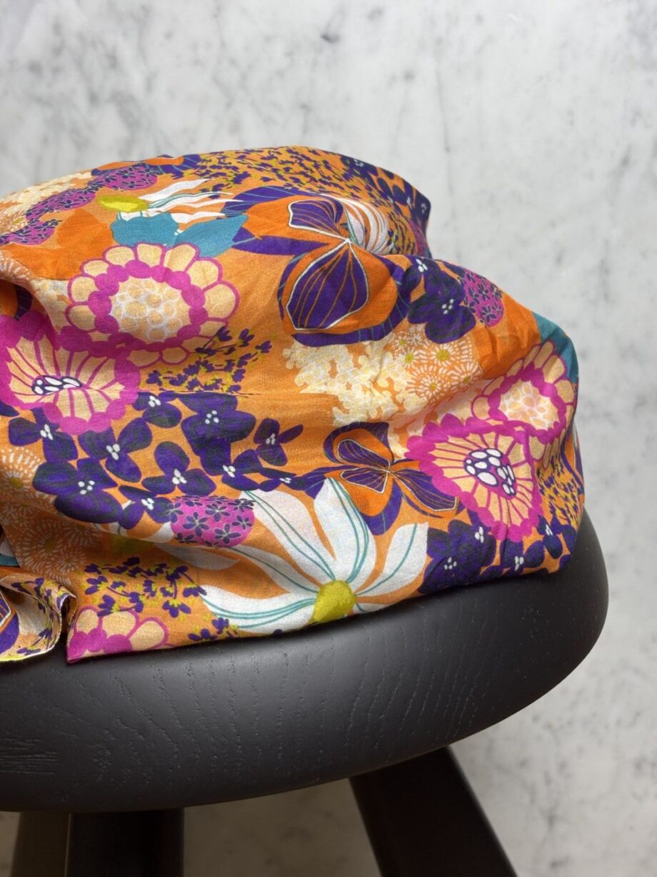 Tissu Chiara Coton Soie Imprimé Floral Orange Tissus Au Mètre Nuances Fabrics 1