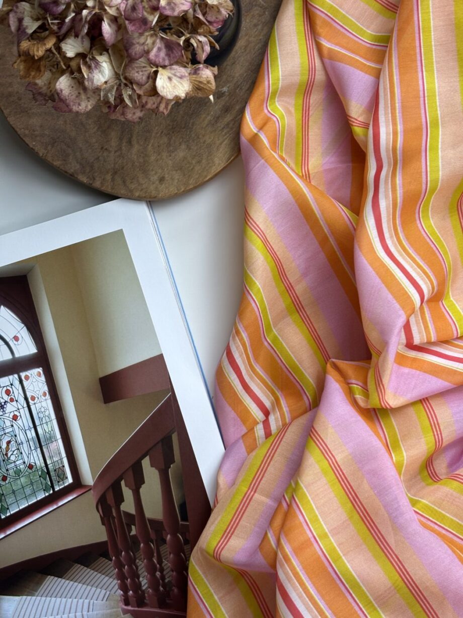 Tissu Diane Coton Soie Rayures Orange Tissus Au Mètre Nuances Fabrics 3