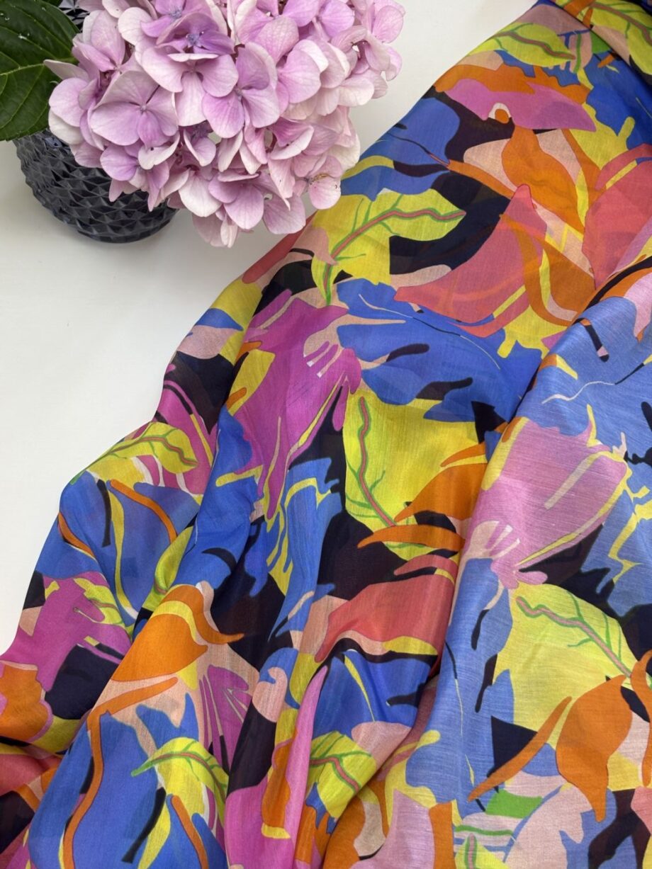 Tissu Mahalia Imprimé Feuilles Graphiques Orange Tissus Au Mètre Nuances Fabrics 3