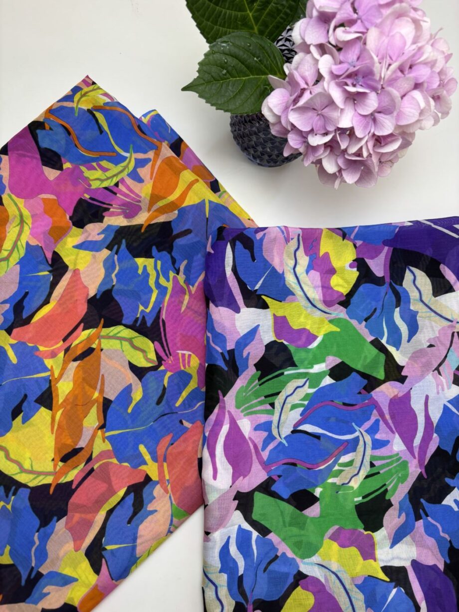Tissu Mahalia Imprimé Feuilles Graphiques Tissus Au Mètre Nuances Fabrics 1