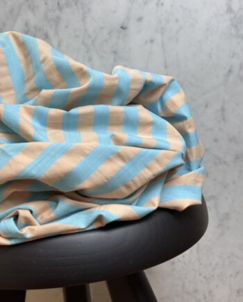 Tissu Sandy Coton Rayures Saumon Et Bleu Turquoise Tissus Au Mètre Nuances Fabrics 1