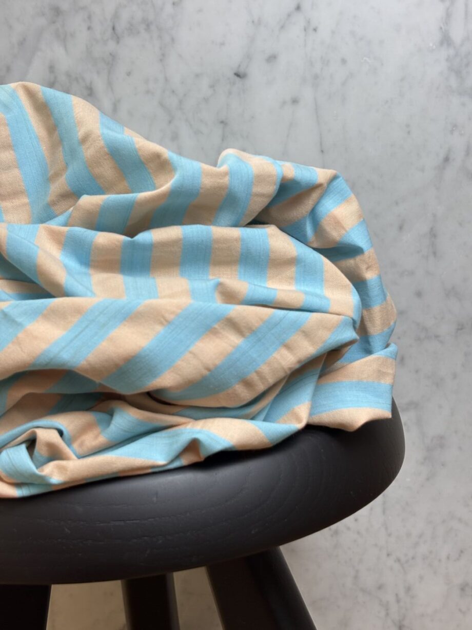 Tissu Sandy Coton Rayures Saumon Et Bleu Turquoise Tissus Au Mètre Nuances Fabrics 1