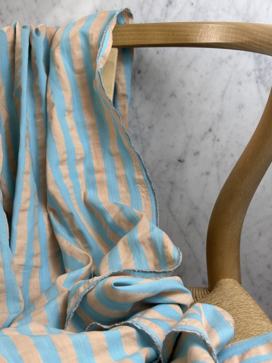 Tissu Sandy Coton Rayures Saumon Et Bleu Turquoise Tissus Au Mètre Nuances Fabrics 2