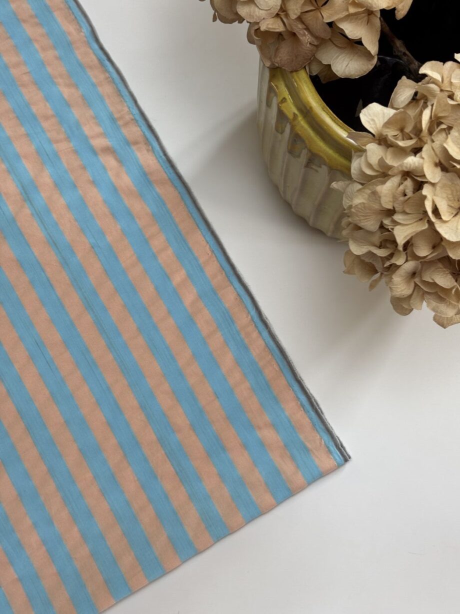 Tissu Sandy Coton Rayures Saumon Et Bleu Turquoise Tissus Au Mètre Nuances Fabrics 5