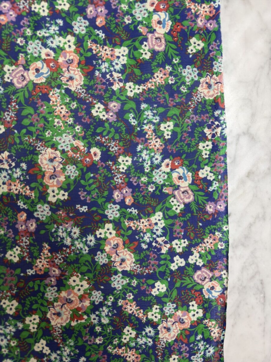 Tissu Rosemarry Blue Coton Soie Imprimé Petites Fleurs Tissus Au Mètres Nuances Fabrics 2