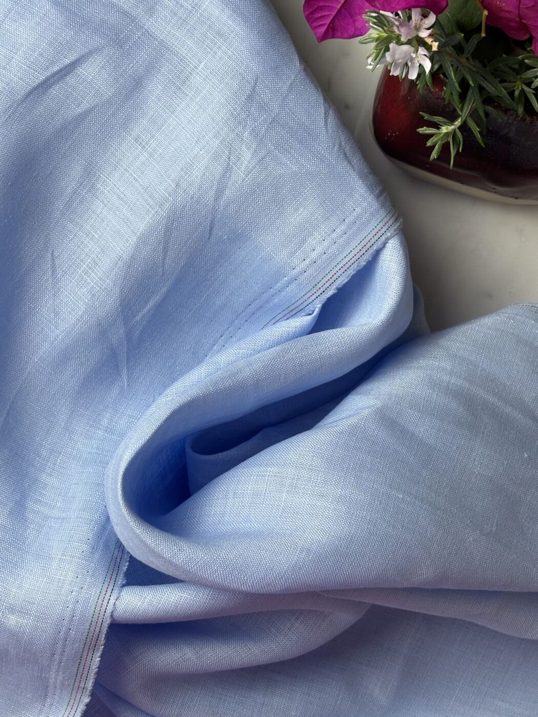 Coupon Lin Blue 6 Tissus Au Mètre Nunaces Fabrics 2